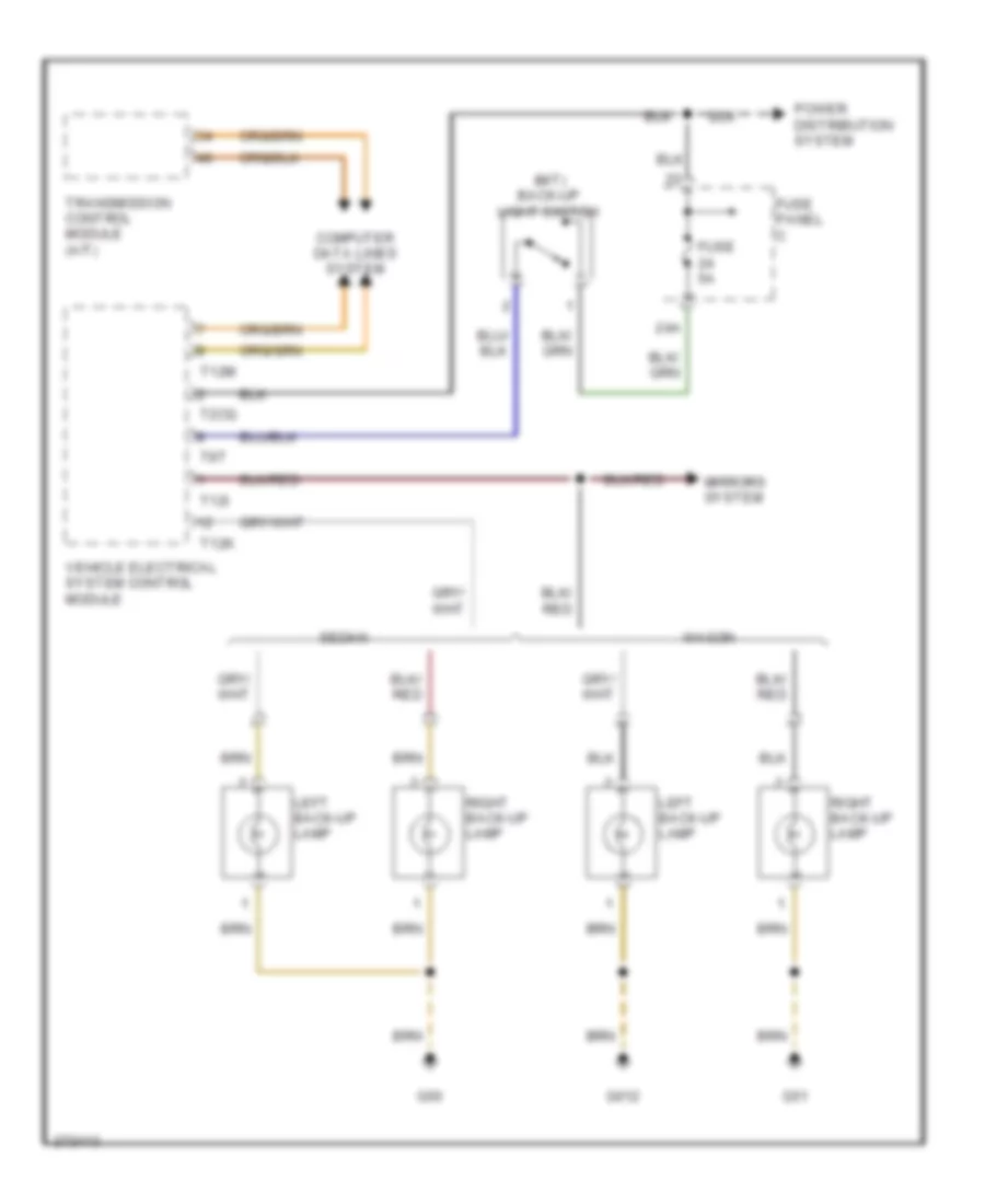 Back up Lamps Wiring Diagram for Volkswagen Passat 2 0T 2007