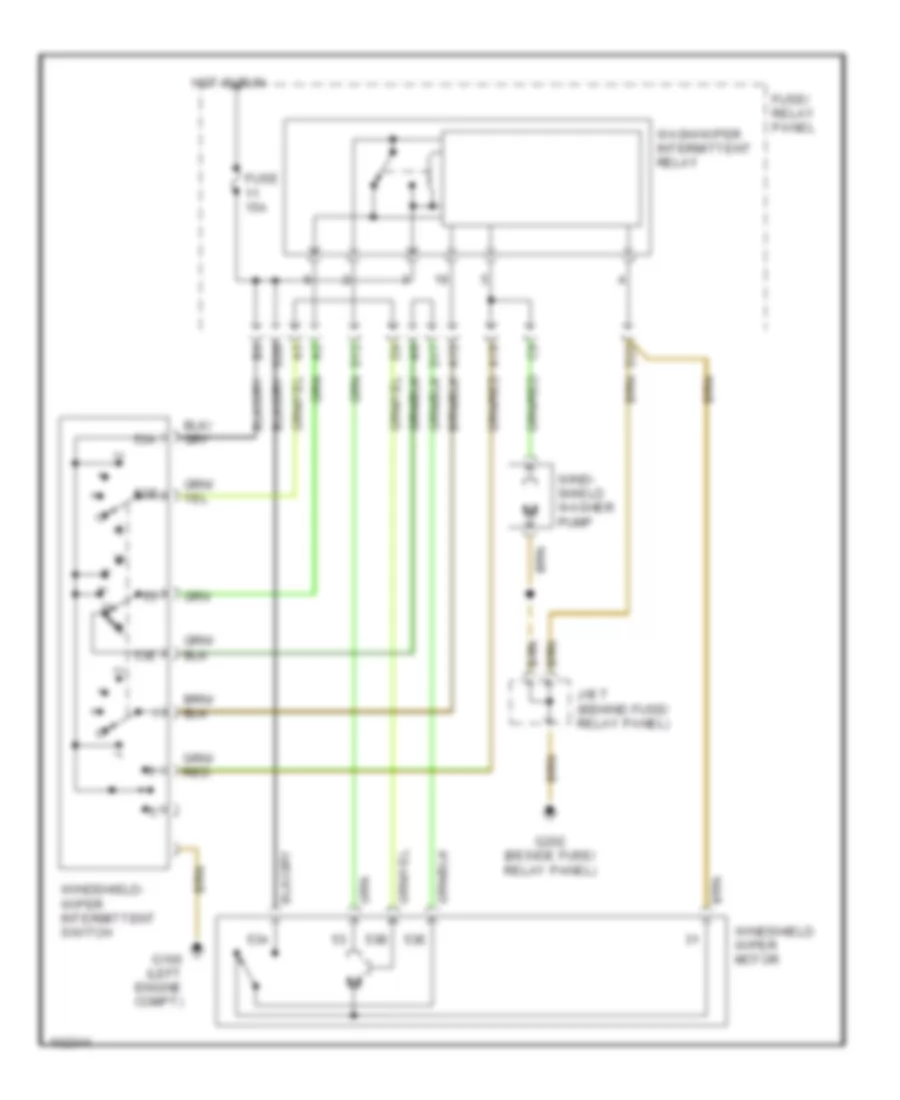 Электросхема стеклоочистителя, дворников и омывателя для Volkswagen Cabriolet Carat 1991